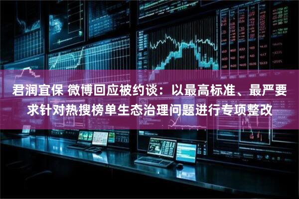 君润宜保 微博回应被约谈：以最高标准、最严要求针对热搜榜单生态治理问题进行专项整改